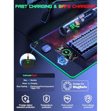 Rgb Gaming Mouse Pad With 15W Wireless Charging, 31.5” X 15.8” Xxl Large Desk Mat Home Office Keyboard Pad For Desk, Waterproof Mousepad With Smooth Surface, Non-Slip Base, Galaxy Nebula