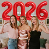 40-Inch Giant Red 2026 Number Balloons NYE & Graduation Foil Decor