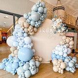 132Pcs Blue Balloon Arch Kit with Brown Accents for Baby Shower or Boy Birthday