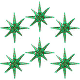 4D Red Green Balloon New Year Merry Christmas Decoration One-Piece Explosion Star Party Supplies, 6 Pack 22'' 14 Point Spike Star Cone Balloon Fireworks Balloons For Birthday Disco Casino Movie Night