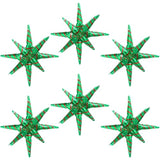 4D Red Green Balloon New Year Merry Christmas Decoration One-Piece Explosion Star Party Supplies, 6 Pack 22'' 14 Point Spike Star Cone Balloon Fireworks Balloons For Birthday Disco Casino Movie Night