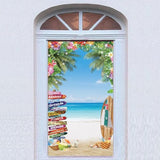 35.4 X 72.8 Inches Summer Tropical Beach Seaside Door Banner Supplies Hawaiian Floral Lead Sign Seaside Party Surf Baby Shower Kids Cake Table Banner Shooting Backgrounds