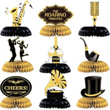 10 Pieces Roaring 1920'S Party Honeycomb Centerpiece Decorations Black