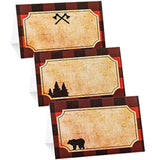 Lumberjack Party Place Cards - Lumberjack Buffalo Plaid Food Tents And Food Labels Decorations, Woodland Baby Shower Party Supplies