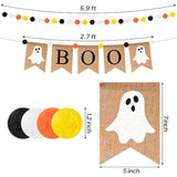 Halloween Boo Burlap Banner: Ghost & Felt Ball Garland - 2pcs