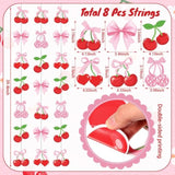Cherry Party Decorations Pink Bow Hanging Banners Garland Cherry On Top Baby Shower Decorations Cutouts Ribbon Streamers For Berry Birthday Bridal Engagement Bachelorette Wedding Party Decor