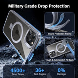 Clear Magnetic Case for iPhone 15 Pro with Built-in Invisible Stand and MagSafe Compatibility - 6.1" Anti-Yellowing Hard Back Silicone Edge Cover