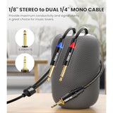 1/8 To 1/4 Stereo Cable, 1/8 Inch Trs Stereo To Dual 1/4 Inch Ts Mono Y-Splitter Cable 3.5Mm Aux Mini Jack To Jack Breakout Cord - 3.3 Feet