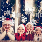 Snowflake-Snow White-Silver Christmas Party-Decoration Garland - 24Pcs Frozen Winter Wonderland Ornaments Hanging Paper Streamers,New Years Birthday Holiday Classroom Ceiling Decor