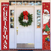 Christmas Door Decorations Xmas Porch Banner Merry Christmas Santa Hanging Couplet Banner For Holiday Outdoor Indoor Home Wall Decor