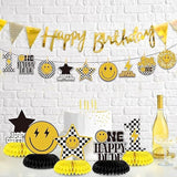 One Happy Dude Centerpieces – 9pcs Smile Face 1st Birthday & Party Table Decorations Set