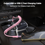 Coiled Car Carplay Cable Cord For Iphone 17 16, 2 Pack 5Ft Usb To Usb C Coiled Cable For Car Carplay Short Usb C Retractable Cord For Iphone 17/17 Pro/17 Pro Max/Air/1616 Pro/16 Pro Max/15/15 Pro Max