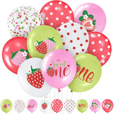 36 Pcs Strawberry Theme Balloons Strawberry Polka Dot Sweet One Balloons For Girls First Birthday Party Decorations Summer Fruit Baby Shower Supplies, 12 Inch