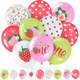 36 Pcs Strawberry Theme Balloons Strawberry Polka Dot Sweet One Balloons For Girls First Birthday Party Decorations Summer Fruit Baby Shower Supplies, 12 Inch