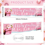 Pink Christmas Banner Merry Christmas Banners Decoration For Outside Santa Claus Fence Banner Large Yard Sign Hanging Banner Xmas Tree Snowflake Garden Backdrop For Winter Holiday Party Supplies
