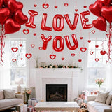 I Love You Balloons and Red Heart Balloons with Heart Hanging Decor for Valentine Decorations, Proposal, Wedding Party Supplies