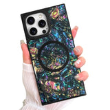 Magnetic Rectangle For Iphone 16 Pro Max Case, Compatible With Magsafe Luxury Sparkle Opalescent Pearl For Women Girls Glossy Glitter Protective Phone Case With Screen Protector, Abalone