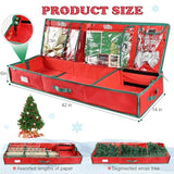42'' Gift Wrap Organizer Christmas Wrapping Paper Storage Sturdy 600D Oxford Fabric Xmas Accessories Containers Bag Large Capacity Ornaments Storage Box (Red)