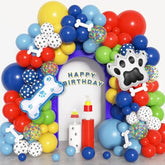 155Pcs Paw Balloons Garland Arch Kit With Dog Bone Paw Print Foil Balloons, Red Yellow Blue Green Paw Balloon For Boy Paw Themed Birthday Party Decorations Supplies