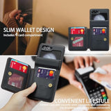 Samsung Galaxy Z Flip 5 Case,Rfid Blocking Leather Wallet Case With Card Holder Kickstand Slim Hard Shockproof Back Case For Galaxy Z Flip 5 5G 2023 (Black)