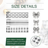 Grey Wired Edge Ribbon Plaid Ribbon 3 Rolls 2.5 Inch Farmhouse Ribbon