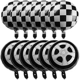 Race Car Balloons: Tire & Checkered Flag Foil Balloons - 18 Inch, 12 Pcs