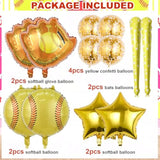 12Pcs Softball Party Balloons - Glove, Bat & Confetti Balloons for Sports Theme