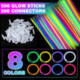 500 Pcs Ultra Bright Glow Sticks, 8 Inch Glow Sticks Bulk Party Pack, Light Up Sticks For Glow Bracelets, Necklaces, Concerts, Christmas, Party Supplies With 500 Connectors