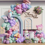Fairy Wonderland Birthday Party Decorations,138Pcs Fairy Butterfly Mushroom Balloon Arch Garland Kit Dusty Pink Purple Blue Green Balloons For Girls Fairytale Spring Garden Tea Party Bride Baby Shower