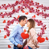 2 Strings Total 66 Feet Valentines Heart Tinsel Garland Decorations Red Pink Twist Garland Metallic Streamer Valentine'S Day Decorations Home Tree Indoor Outdoor Wedding Hanging Decor