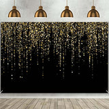 7x5 FT Black and Gold Bokeh Party Backdrop Photo Black and Gold Glitter Bokeh Sequin Spots Birthday Anniversary Photography Background Golden Sparkle Banner Photo Baby Bath Decoration