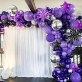 16-Pack Purple and Black Star Foil Balloons 10-22 Inch for Party Decor