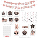 Pre-Strung 18Th Birthday Banner Decorations For Girls, Glitter Happy 18Th Birthday Decor, Rose Gold Eighteen Years Bday Hanging Swirls Party Supplies