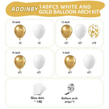 White And Gold Balloon Arch Kit, 140Pcs Matte White Metallic Gold And Gold Confetti Party Balloon Garland Kit For Wedding, Engagements, Birthday, Bridal Shower, Baby Shower Anniversary Decorations