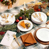 120-Piece White Dessert Plates with Gold Rim and 120 Forks 6.3-Inch Disposable