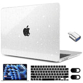 Glitter Case For M4/M3/M2 Macbook Air 15 Inch Case 2025 2024 2023, Fit Model (A3241/A3114/A2941), Laptop Shell With Keyboard &Camera Cover&Otg Adapter& Screen Protector, Glitter Transparent