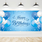 Blue Birthday Banner, Light Blue Happy Birthday Backdrop For Girls Boys(5.9 X 2.9 Ft), Women Men Bday Party Photo Background