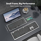 Bluetooth Keyboard Rechargeable, 4-Device (2.4G+3Bt) Wireless Keyboard, Ultra-Slim Quiet Typing, 14 Hotkeys Computer Keyboard For Pc/Laptop/Smart Tv/Tablet/Ipad