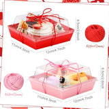 80 Pack Valentine Charcuterie Boxes With Clear Lids And Rope 5" Disposable Square Dessert Pink Red Food Box Cookie Boxes Containers For Valentine Party Favor Cake Sandwich