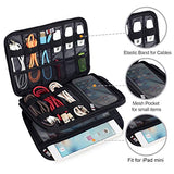Double Layer Electronic Accessories Organizer, Travel Gadget Bag For Cables, Usb Flash Drive, Plug And More, Perfect Size Fits For Ipad Mini (Medium, Black)