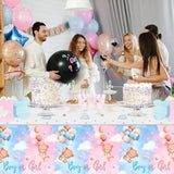 Gender Reveal Decorations Disposable Tablecloths - 3 Pcs Pink And Blue Waterproof Table Covers For Baby Gender Reveal Decor Party Supplies Boy Or Girl Baby Shower Bear Revelacion Genero