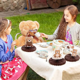 12Pcs Neutral Cream Bear Honeycomb Centerpieces β Baby Shower Table Decorations (Brown)
