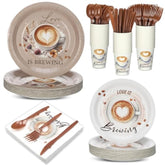 252 Pcs Love Is Brewing Coffee Bridal Shower Party Tableware Set Love Is Brewing Plates Napkins Cups Cutlery For Coffee Lovers Bachelorette Party Decorations Supplies 36 Guests
