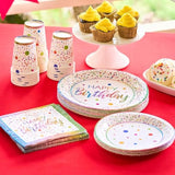 Rainbow Birthday Party Set β 24 Plates, Napkins & Cups | Sturdy 400 GSM Tableware