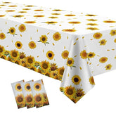Sunflower Party Tablecloth Decorations, Disposable Sunflower Tablecloth For Birthday, Baby Shower, Bridal Shower, Vibrant Yellow Floral Theme Table Covers Supplies, 3 Pack,54In X 108In
