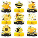 9-Piece Bumble Honeycomb Centerpieces - Table Decorations For Birthday Party, Baby Shower, Gender Reveal Party Supplies