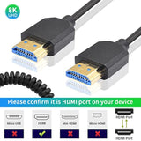 8K Hdmi Coiled Cable, Ultra Hd Hdmi To Hdmi Coiled Cable, Extreme Thin Hdmi 2.