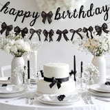 Black Bow Happy Birthday Banner for Coquette Parties & Baby Showers