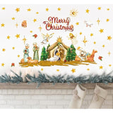 Christmas Wall Stickers Nativity Scene Wall Decals Large Holy Night Room Mural Stickers For Home Party Decor, 9.8 X 13.8 Inch, 4 Sheets
