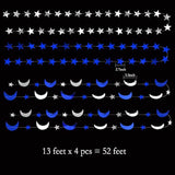 Rpual Blue Moon Star Garland Decorations Hanging Twinkle Little Star Birthday Baby Shower Graduation Party Decor Banner Stars Starry Night Eid Ramadan Muburak Celestial Theme Backdrop